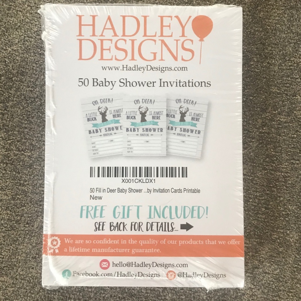 🎃5/$5!! NWT #50 Deer/Rustic/Buck/Boy Baby Shower Invitations